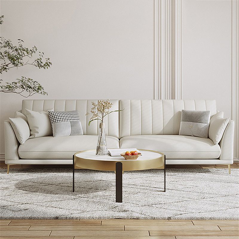 Scandinavian Upholstered Faux Leather Sofa Beige Sewn Pillow Back Couch Clearhalo 'furn' 'furn_sofas' 'Furniture' 'furniture_sofas' 'Living Room Furniture' 'Sofa' 'sofas' 1200x1200_c3db3538-f714-4ec8-83b4-1bfd34b39aa2