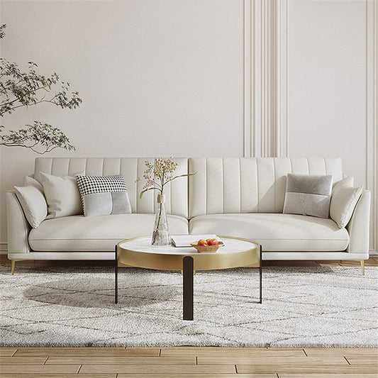 Scandinavian Upholstered Faux Leather Sofa Beige Sewn Pillow Back Couch Clearhalo 'furn' 'furn_sofas' 'Furniture' 'furniture_sofas' 'Living Room Furniture' 'Sofa' 'sofas' 1200x1200_c3db3538-f714-4ec8-83b4-1bfd34b39aa2