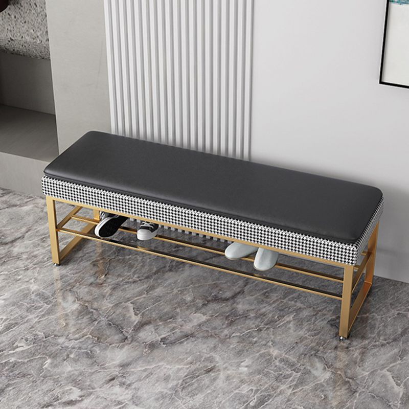 Modern Entryway Bench Cushioned Rectangle Metal Seating Bench Clearhalo 'Benches' 'Chairs & Seating' 'furn' 'furn_benches' 'Furniture' 'Living Room Furniture' 1200x1200_c3dbf147-55c1-4908-baaa-cd00338de1a3
