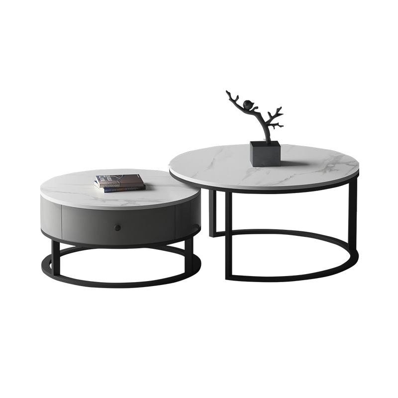 Slate Round Coffee Table 2 Piece Modern Minimalist Bunching Tables Clearhalo 'Coffee & Accent Tables' 'Coffee Tables' 'coffee_tables' 'furn' 'furn_coffee_tables' 'Furniture' 'Living Room Furniture' 1200x1200_c3dde31d-d66f-4e69-8537-0590e082f2b0