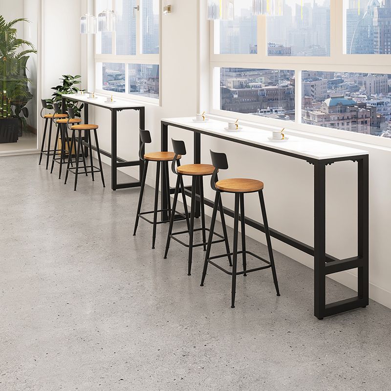 Stone Modern Cocktail Bar Table Footrest Trestle Rectangle Counter Table in White Clearhalo 'Bar Furniture' 'Bar Tables' 'bar_tables' 'furn' 'furn_bar_tables' 'Furniture' 'furniture_bar_tables' 'Kitchen & Dining Furniture' 1200x1200_c3de8e07-ae77-46c6-bafe-ba42ade1a4d7