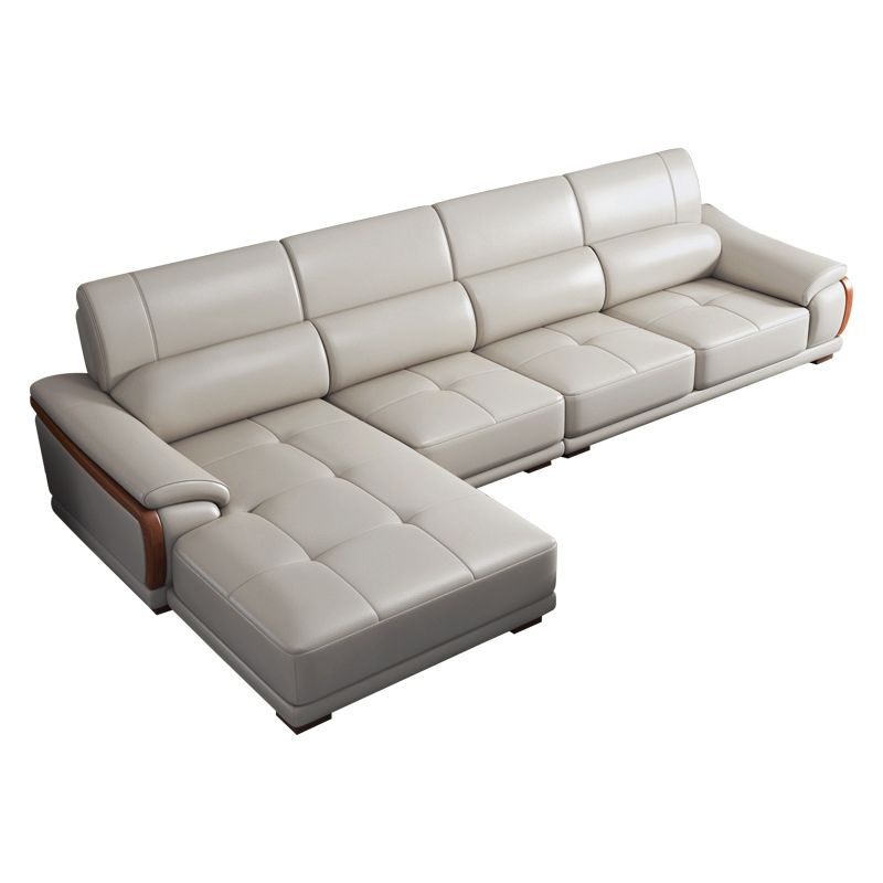 Nordic Style Sofa Bed Leather in Beige/grey/beige Cushioned Back Sofa