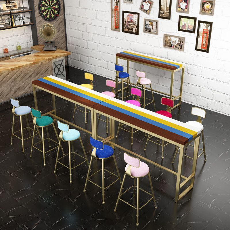 Mesa de bar rectangular estilo Glam, mesa de comedor de barra fija con reposapiés