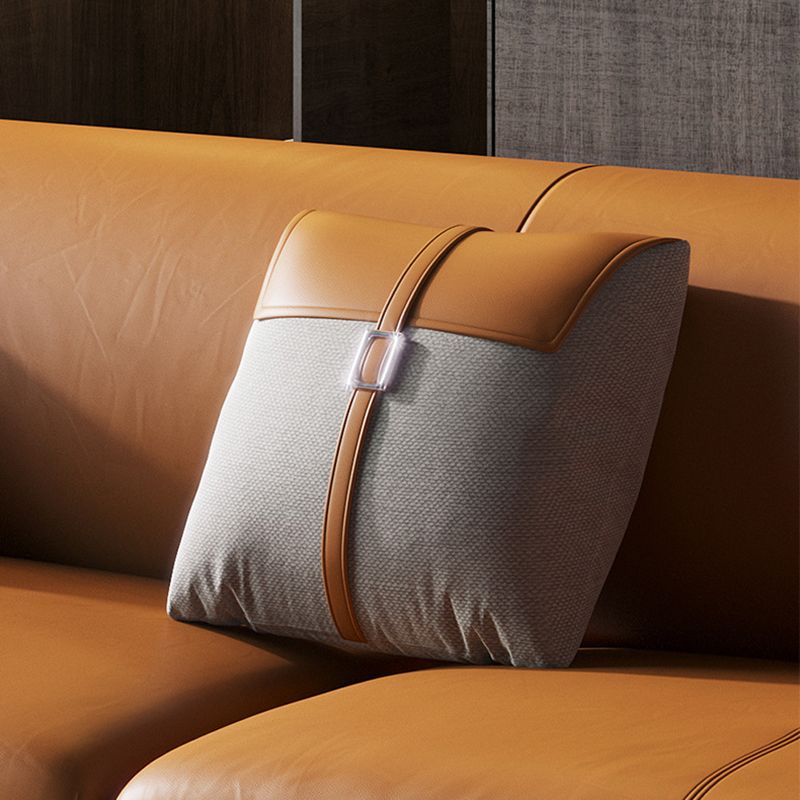 Divano arancione moderno in pelle autentica con divano braccio smoking con cuscini