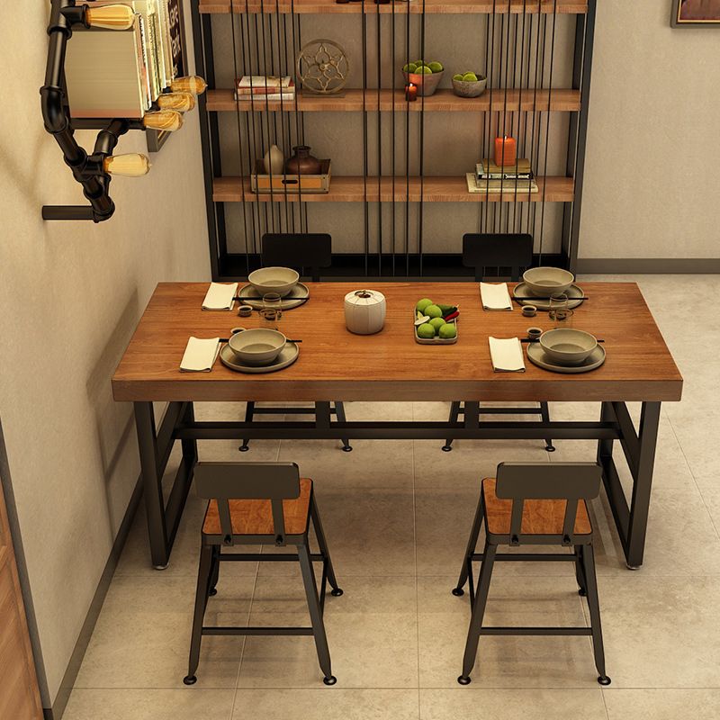 Industrial Rectangle Dining Room Table Pine Solid Wood Table with Trestle Base Clearhalo ' dining_table' 'Dining Tables & Seating' 'Dining Tables' 'furn' 'furn_dining_table' 'Furniture' 'furniture_dining_table' 'Kitchen & Dining Furniture' 'kitchen&dining_furn' 'kitchen' 'kitchen_dining_table' 1200x1200_c3e1c65f-6a84-463e-9359-fc942b06de61