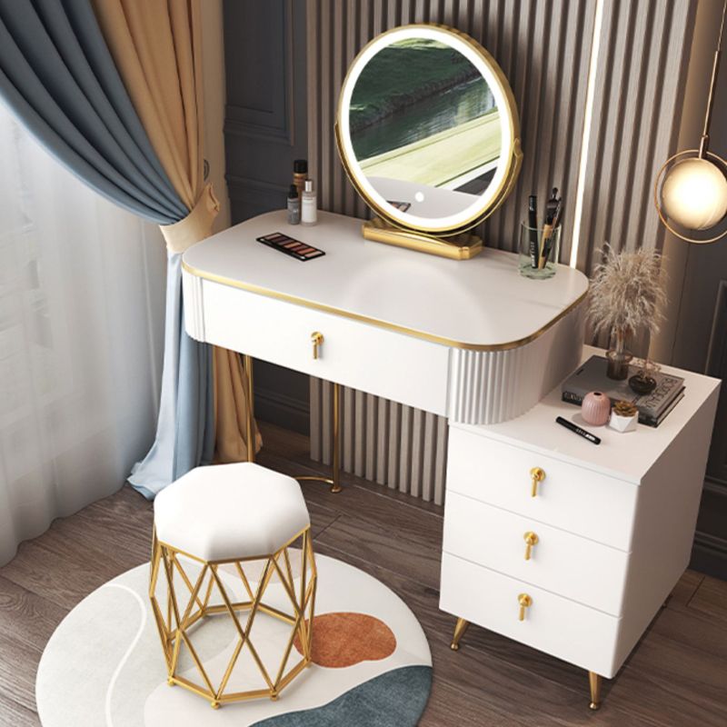 Glam houten frame make -up ijdelheid lade ijdelheid in wit voor slaapkamer