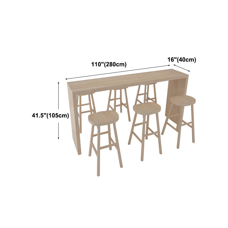 Modern Bar Dining Table Indoor Rectangle Wood Bar Table with Double Pedestal (only table) Clearhalo 'Bar Furniture' 'Bar Tables' 'bar_tables' 'Furniture' 'furniture_bar_tables' 'Kitchen & Dining Furniture' 'kitchen&dining_furn' 'kitchen' 1200x1200_c3e20335-e18b-436a-a7a6-168152ff9507