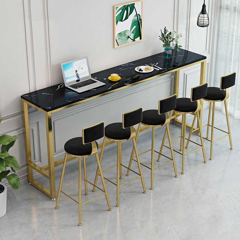 Contemporary Bar Dining Table Rectangle Bar Table with Trestle Base in Gold Clearhalo 'Bar Furniture' 'Bar Tables' 'bar_tables' 'furn' 'furn_bar_tables' 'Furniture' 'furniture_bar_tables' 'Kitchen & Dining Furniture' 1200x1200_c3e3d62e-5362-4834-8d5e-cf57a895f59e