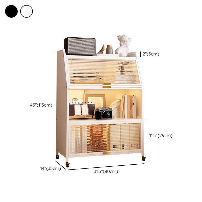 Metal Standard Bookshelf Closed Back Industrial Bookcase with Cabinets