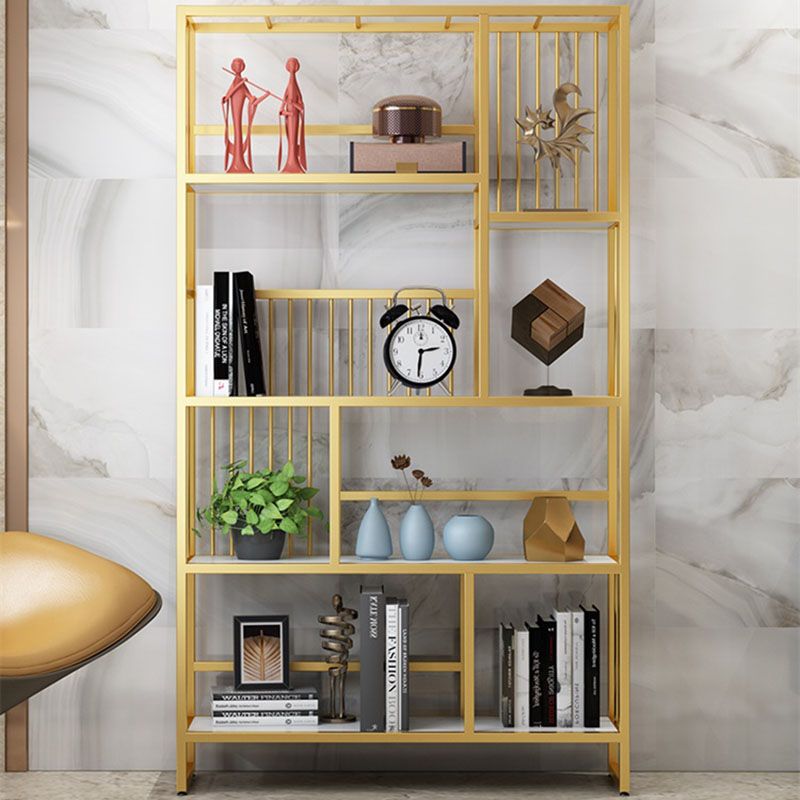Glam Vertical Open Etagere Bookshelf Iron Frame Manufactured Wood Shelf Bookcase Clearhalo 'Bookcases' 'furn' 'furn_bookcases' 'Furniture' 'furniture_bookcases' 'Office Furniture' 1200x1200_c3e46016-430c-4d81-9268-e1e1cdcf6978