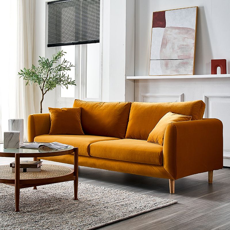33.46 "H Sofá de brazo cuadrado de terciopelo contemporáneo con almohadas para sala de estar
