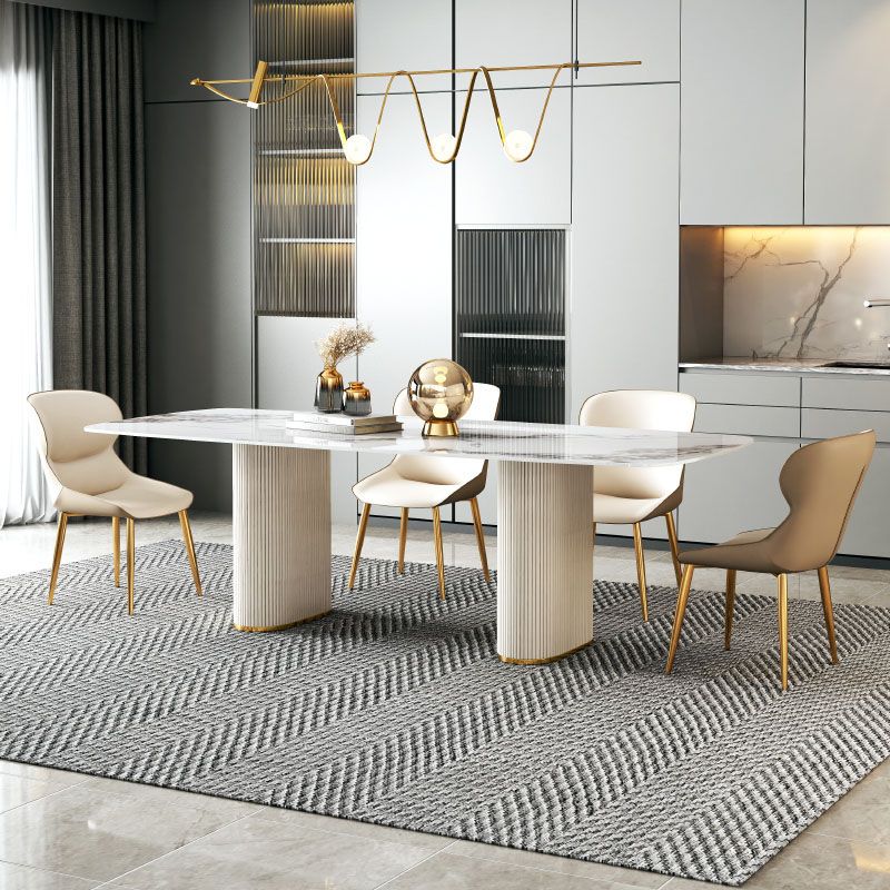 1/4/5/7/8 Pcs Dining Chairs Set Rectangle Dining Room Table Set with Double Pedestal Clearhalo 'Dining Room Sets' 'Dining Tables & Seating' 'dining_room_set' 'furn' 'furn_dining_room_set' 'Furniture' 'furniture_dining_room_set' 'Kitchen & Dining Furniture' 'kitchen&dining_furn' 'kitchen' 1200x1200_c3e5a06f-ddf0-486f-8584-557d880c27f0