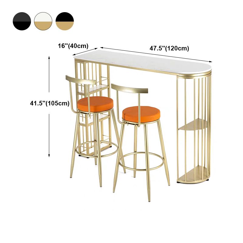 Marble Bistro Bar Desk with Specialty Table Top Double Pedestal Table - 41.3" H Clearhalo 'Bar Furniture' 'Bar Tables' 'bar_tables' 'furn' 'furn_bar_tables' 'Furniture' 'furniture_bar_tables' 'Kitchen & Dining Furniture' 1200x1200_c3e62e0d-00d7-4488-80fb-3701c9a8e16d