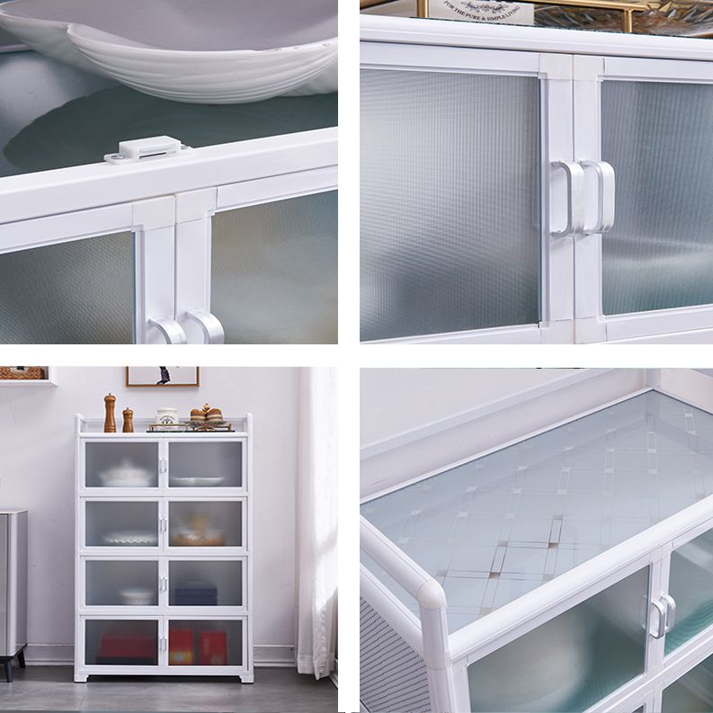 Contemporary Metal Dining Server White Kitchen Cabinets with Glass Doors Clearhalo 'buffet_sideboard' 'Buffets & Sideboards' 'furn' 'furn_buffet_sideboard' 'Furniture' 'furniture_buffet_sideboard' 'Kitchen & Dining Furniture' 1200x1200_c3e66e90-ae1e-4b90-9ea0-e5d487259ac9