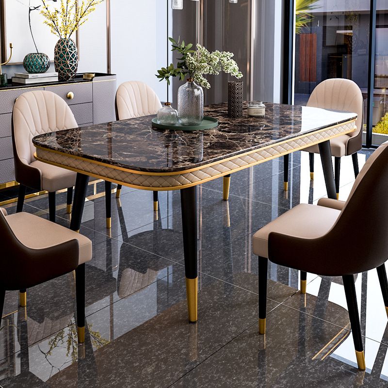Glam Style Rectangle Table Faux Marble Table with Metal Legs for Kitchen Clearhalo 'Dining Tables & Seating' 'Dining Tables' 'dining_table' 'furn' 'furn_dining_table' 'Furniture' 'Kitchen & Dining Furniture' 1200x1200_c3e93f83-52e4-453e-af93-005ea334341e