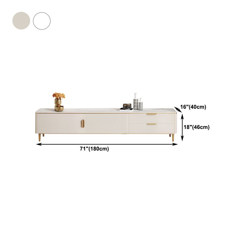 Singer de la consola de televisión de piedra sinterizada casera escandinava de televisión con patas de metal