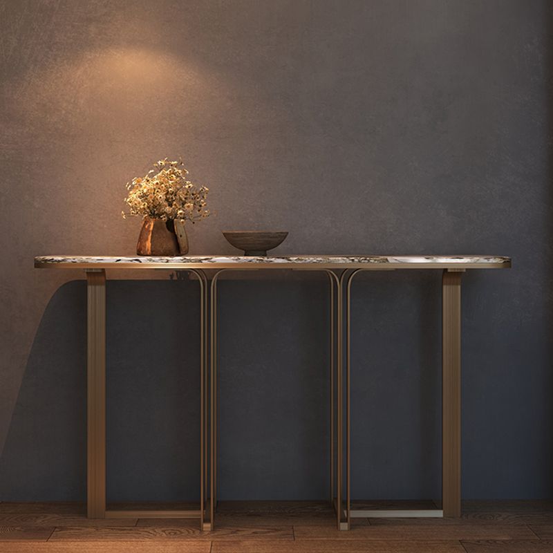 Tavolo console contemporanea a forma di rettangolo bianco tavolo da divano console in pietra bianca/nera
