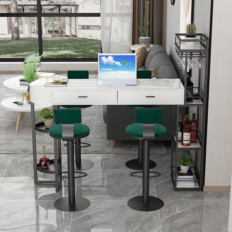 Marble Living Room Pub/Bar Table Double Pedestal Storage Bar/Dinette Table Clearhalo 'Bar Furniture' 'Bar Tables' 'bar_tables' 'furn' 'furn_bar_tables' 'Furniture' 'furniture_bar_tables' 'Kitchen & Dining Furniture' 'kitchen&dining_furn' 'kitchen' 1200x1200_c3f0b1d5-a2a4-4dd4-8b50-09f99f073db4