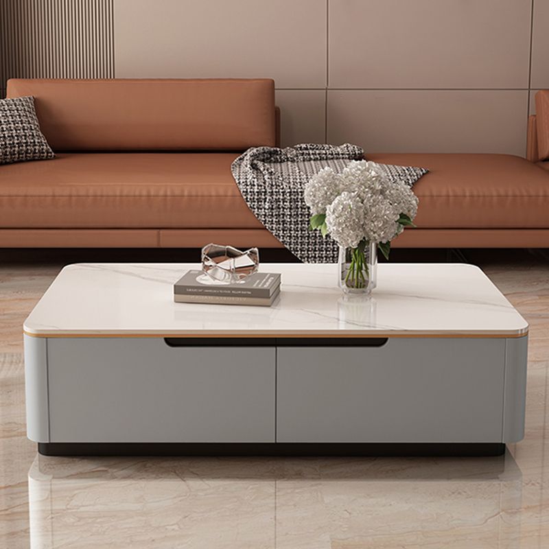 Glam Stone Coffee Table Slate Rectangular Square Cocktail Table in White Clearhalo 'Coffee & Accent Tables' 'Coffee Tables' 'coffee_tables' 'furn' 'furn_coffee_tables' 'Furniture' 'Living Room Furniture' 1200x1200_c3f1fc31-032f-40a6-a7ae-4b3624736ef7