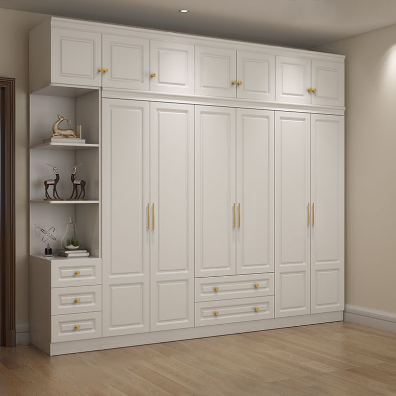 Hinged White Wardrobe Armoire Engineered Wood Wardrobe Closet Clearhalo 'Armoires & Wardrobes' 'armoires_wardrobes' 'Bedroom Furniture' 'furn' 'furn_armoires_wardrobes' 'Furniture' 1200x1200_c3f2bf97-4757-4f0b-8d7a-bd044c4e5e79