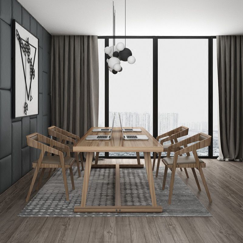 Pine Wood Top Dining Table Traditional Luxury Table with Trestle Base Clearhalo 'Dining Tables & Seating' 'Dining Tables' 'dining_table' 'furn' 'furn_dining_table' 'Furniture' 'furniture_dining_table' 'Kitchen & Dining Furniture' 'kitchen' 'kitchen_dining_table' 1200x1200_c3f353f3-fdd3-4d81-a8ae-8b00cfae6cf7