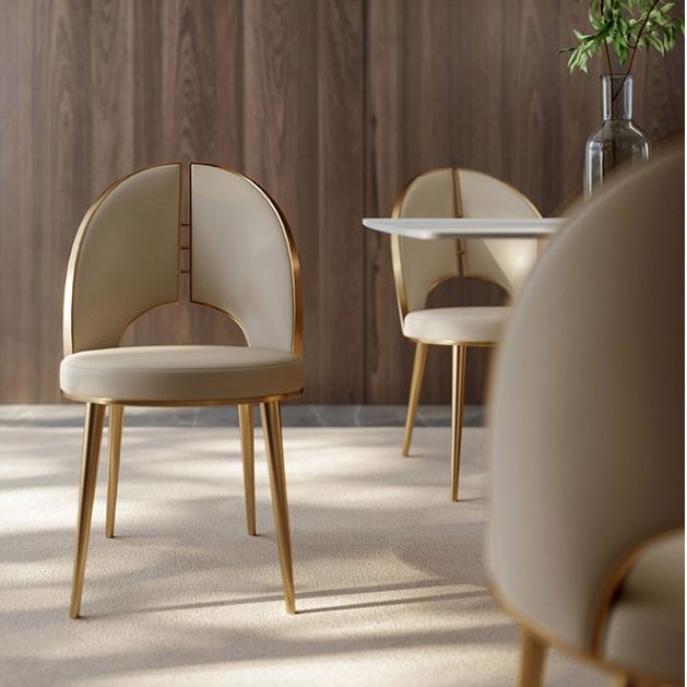Nordic Style Side Chair Faux Leather Dining Chair with Metal Base for Home Use Clearhalo 'Dining Chairs' 'Dining Tables & Seating' 'dining_chair' 'furn' 'furn_dining_chair' 'Furniture' 'Kitchen & Dining Furniture' 1200x1200_c3f3593d-6cb2-4d11-af8c-c44917486012