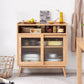 Servidor de comedor de madera sólida Puerta de vidrio de estilo moderno con almacenamiento abierto