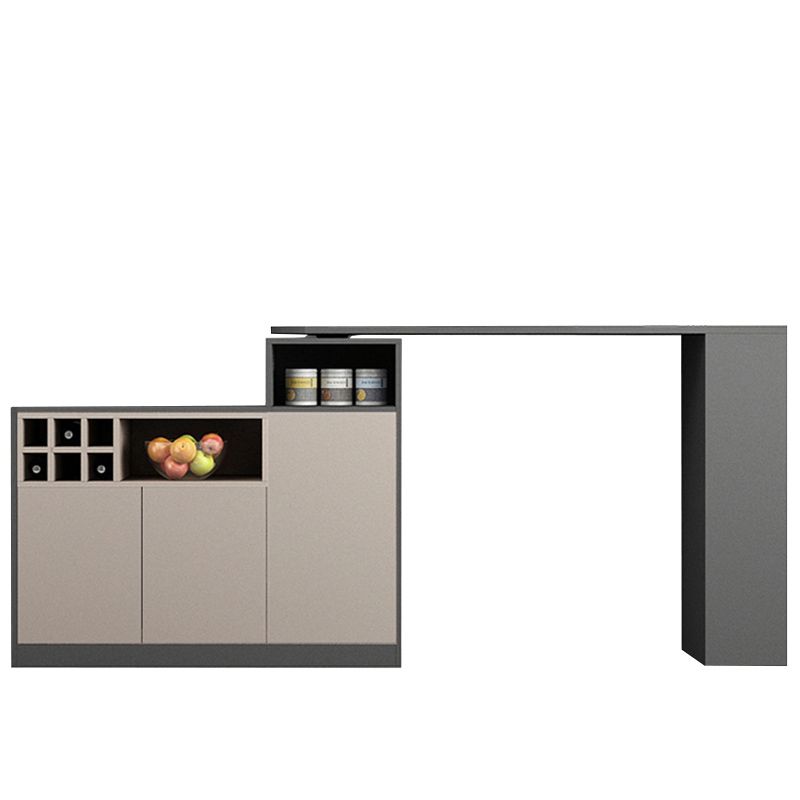 Contemporary Style Bar Table Wood Revolving Bar Wine Table with Storage Clearhalo 'Bar Furniture' 'Bar Tables' 'bar_tables' 'furn' 'furn_bar_tables' 'Furniture' 'Kitchen & Dining Furniture' 1200x1200_c3f4ca34-4ef5-41cf-95e2-e5693240de86