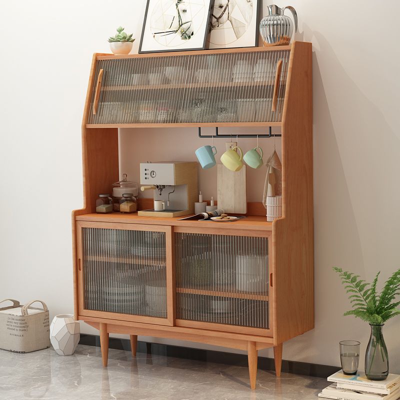 Servidor buffet de madera sólida de pino con puertas de vidrio servidor comedor moderno