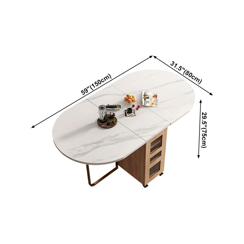 59"L Minimalist White Kitchen Dining Table Oval Shape Dining Table with Pedestal Base Clearhalo ' dining_table' 'Dining Tables & Seating' 'Dining Tables' 'furn' 'furn_dining_table' 'Furniture' 'furniture_dining_table' 'Kitchen & Dining Furniture' 'kitchen&dining_furn' 'kitchen' 'kitchen_dining_table' 1200x1200_c3f78e1f-e603-4731-b1a6-ecb46f5197b1