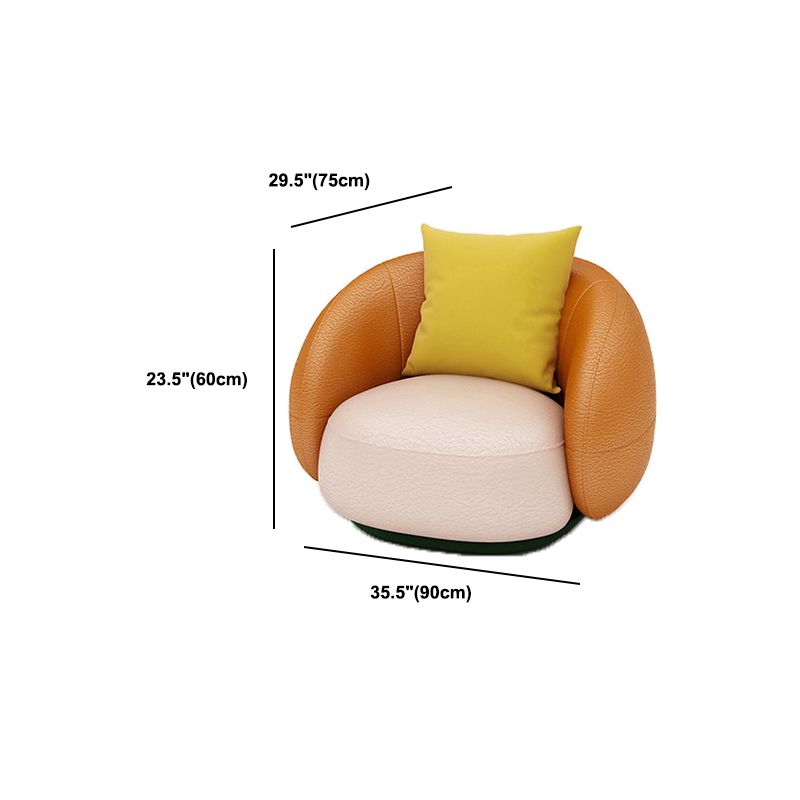 Orange Faux Leather Curved Sofa Contemporary Armless Sofa for Living Room