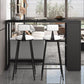 Industrial Iron Bar Table Faux Marble Rectangle Top 41.3"H Bistro Table with Storage Clearhalo 'Bar Furniture' 'Bar Tables' 'bar_tables' 'furn' 'furn_bar_tables' 'Furniture' 'furniture_bar_tables' 'Kitchen & Dining Furniture' 1200x1200_c3fa0a44-e680-4051-b778-ad435728bf11