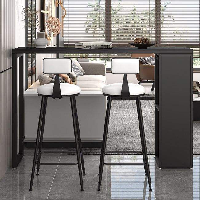 Industrial Iron Bar Table Faux Marble Rectangle Top 41.3"H Bistro Table with Storage Clearhalo 'Bar Furniture' 'Bar Tables' 'bar_tables' 'furn' 'furn_bar_tables' 'Furniture' 'furniture_bar_tables' 'Kitchen & Dining Furniture' 1200x1200_c3fa0a44-e680-4051-b778-ad435728bf11