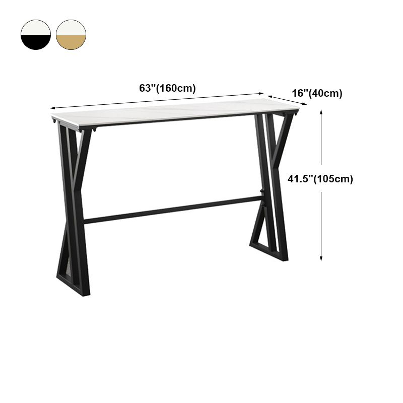 White Marble Bar Table with Rectangle Table Top Trestle Table - 41.3" H Clearhalo 'Bar Furniture' 'Bar Tables' 'bar_tables' 'furn' 'furn_bar_tables' 'Furniture' 'furniture_bar_tables' 'Kitchen & Dining Furniture' 'kitchen&dining_furn' 'kitchen' 1200x1200_c3fa76bd-7e86-4f07-8db7-32680bbf7f34