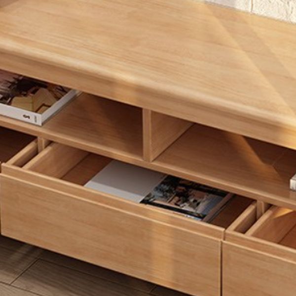 Modern Wood TV Stand Console Open Storage TV Media Stand with Legs for Living Room