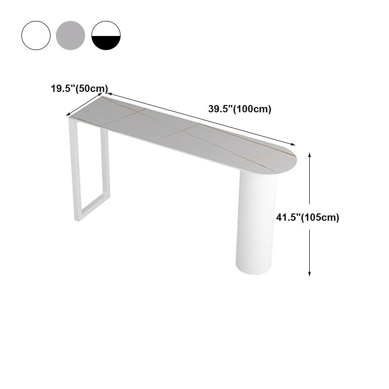 Cafe and Break-room Bistro Accent Dining Table Modern Stone Double Pedestal Counter Table Clearhalo 'Bar Furniture' 'Bar Tables' 'bar_tables' 'furn' 'furn_bar_tables' 'Furniture' 'furniture_bar_tables' 'Kitchen & Dining Furniture' 'kitchen&dining_furn' 'kitchen' 1200x1200_c3fbbeb3-db0d-4554-b9b5-5240ac4d40a7