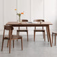 Modern Brown Rectangular Walnut Top Dining Table with 4 Solid Wood Legs