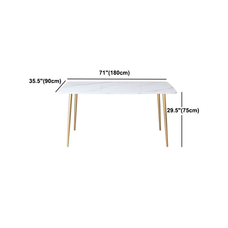 Gold Iron 4 Legs Dining Table Stone Center Top Traditional Luxury Dining Table Clearhalo 'Dining Tables & Seating' 'Dining Tables' 'dining_table' 'furn' 'furn_dining_table' 'Furniture' 'furniture_dining_table' 'Kitchen & Dining Furniture' 'kitchen' 'kitchen_dining_table' 1200x1200_c3fc6f34-15b5-420d-b8f8-e5205e1b648b