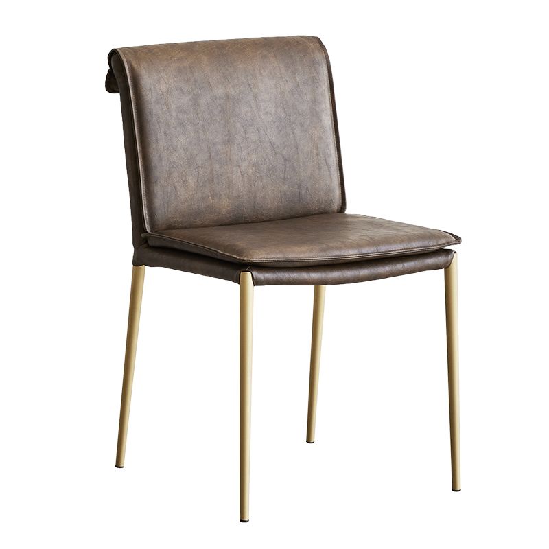 Silla lateral de estilo moderno silla de comedor tapizada con base de metal