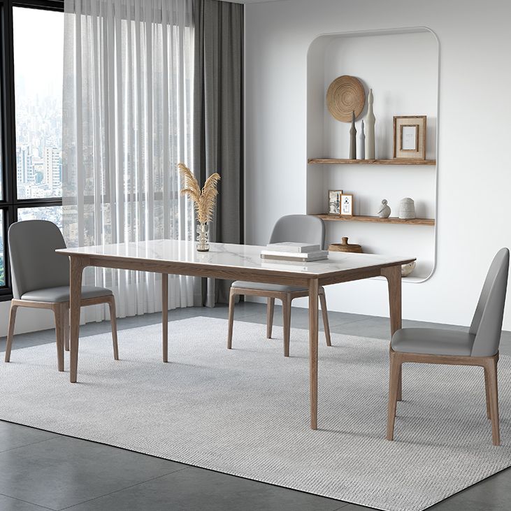 Sintered Stone Rectangle White Table Kitchen Table with Wooden Base and 4 Legs Clearhalo ' dining_table' 'Dining Tables & Seating' 'Dining Tables' 'furn' 'furn_dining_table' 'Furniture' 'furniture_dining_table' 'Kitchen & Dining Furniture' 'kitchen&dining_furn' 'kitchen' 'kitchen_dining_table' 1200x1200_c3fd7621-a921-418e-9f74-85255fbf6de8