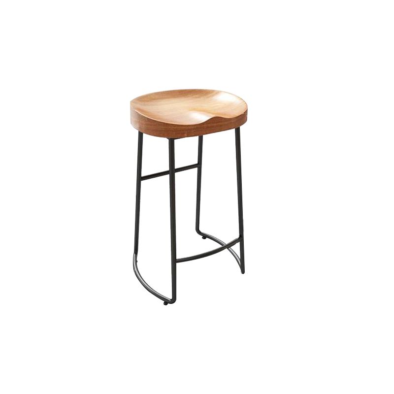 Contemporary Solid Wood Bar Stool Armless Dining Stool with Metal Base Clearhalo 'Bar Furniture' 'Bar Stools' 'bar_stools' 'furn' 'furn_bar_stools' 'Furniture' 'Kitchen & Dining Furniture' 1200x1200_c3ff2d11-592d-4cda-a138-2aed51bab906