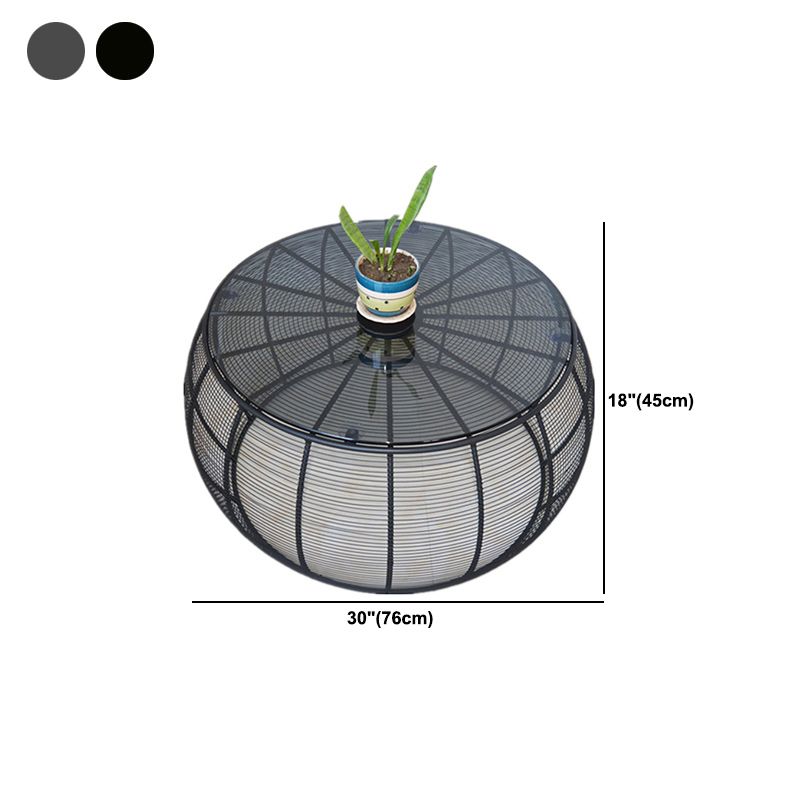Tavolino moderno della metà del secolo con top e base di telaio in nero