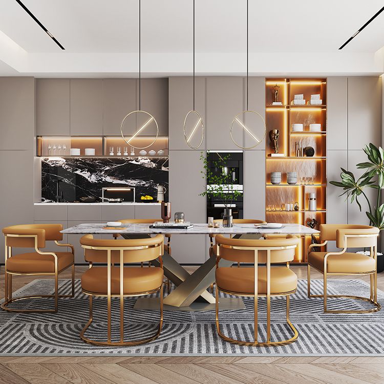 Faux Leather Dining Chairs Glam Style Open Back Armless Chair for Dining Room Clearhalo 'Dining Chairs' 'Dining Tables & Seating' 'dining_chair' 'furn' 'furn_dining_chair' 'Furniture' 'Kitchen & Dining Furniture' 1200x1200_c400e52d-fa7f-4800-b1fc-cebc0bc032c1