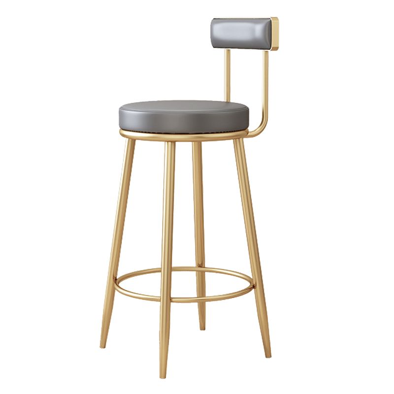 Tabouret de bar à ossature en métal moderne Bas dossier rond sans repose-pied avec repose-pieds