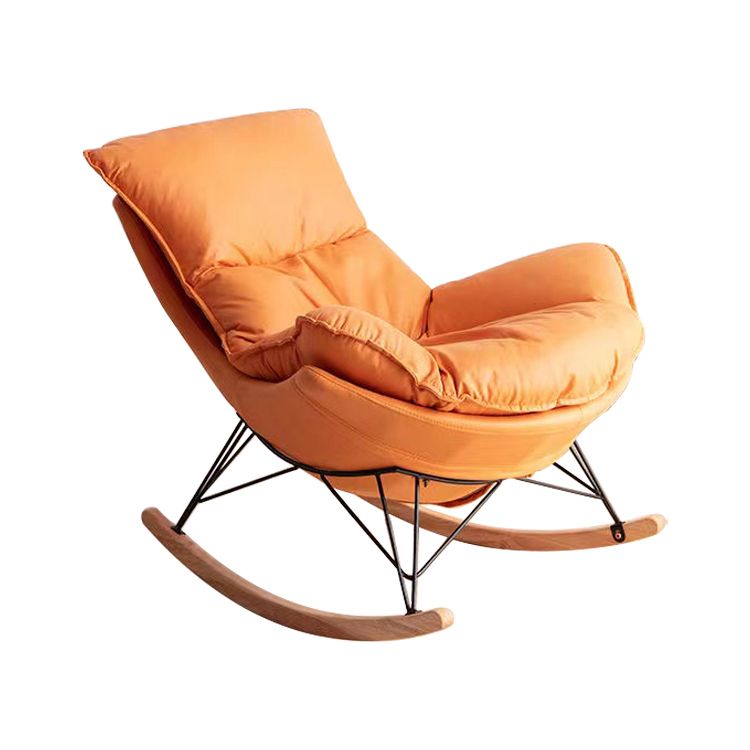 Silla de cuero de mecedora moderna de cuero de cuero con otomana con otomana