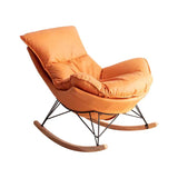 Silla de cuero de mecedora moderna de cuero de cuero con otomana con otomana