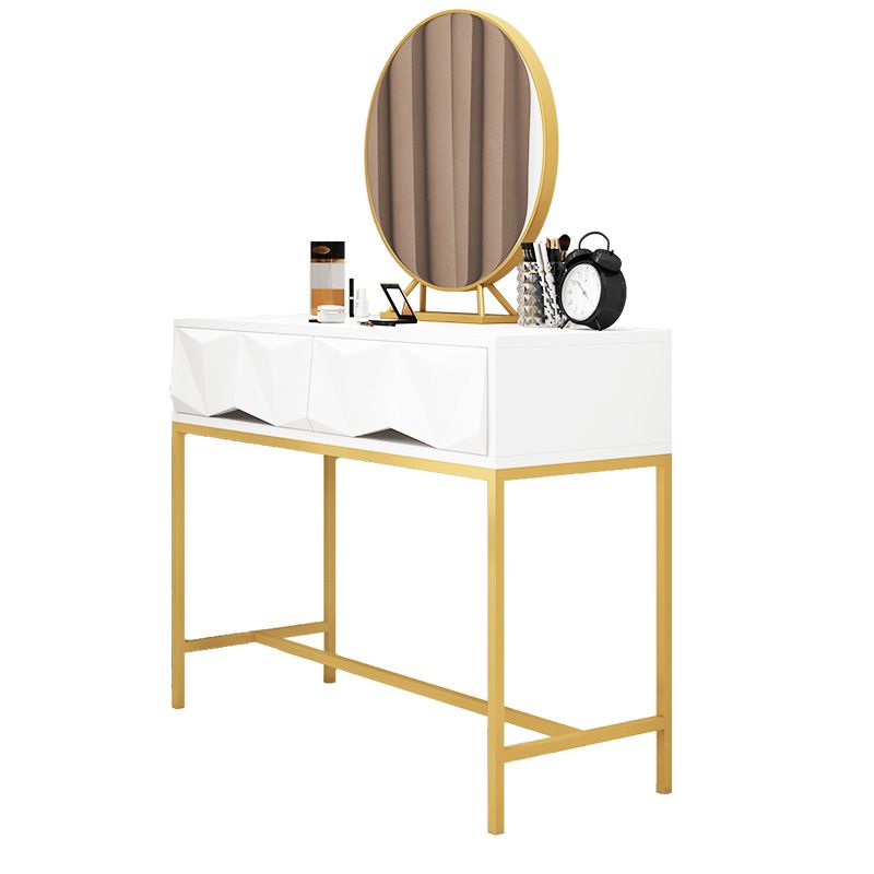 Glam 2-drawer Wooden Vanity Table 29.52" H Dressing Table in White