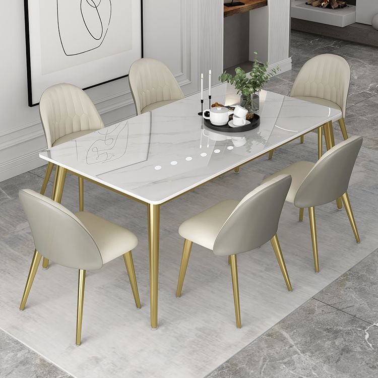 Minimalist Sintered Stone White Dining Set White Standard Dining Set for Kitchen Clearhalo 'Dining Room Sets' 'Dining Tables & Seating' 'dining_room_set' 'furn' 'furn_dining_room_set' 'Furniture' 'furniture_dining_room_set' 'Kitchen & Dining Furniture' 'kitchen&dining_furn' 'kitchen' 1200x1200_c404213f-bf2e-4545-a60c-c66198baecec