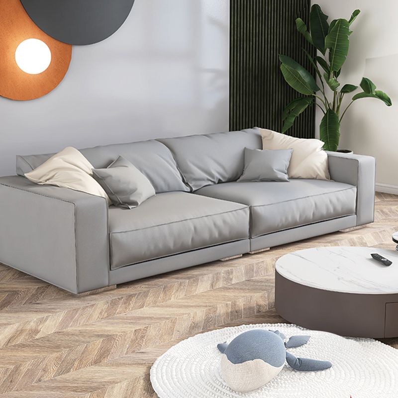 Modern Faux Leather Custom Sofa 39.3"W Loose Back Sofa with Square Arm Clearhalo 'furn' 'furn_sofas' 'Furniture' 'furniture_sofas' 'Living Room Furniture' 'Sofa' 'sofas' 1200x1200_c40540f2-df3c-4180-9e4b-fbee75b3f268