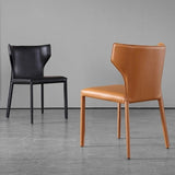 Moderne stijl faux lederen eetkamerstoel wingback armloze stoel